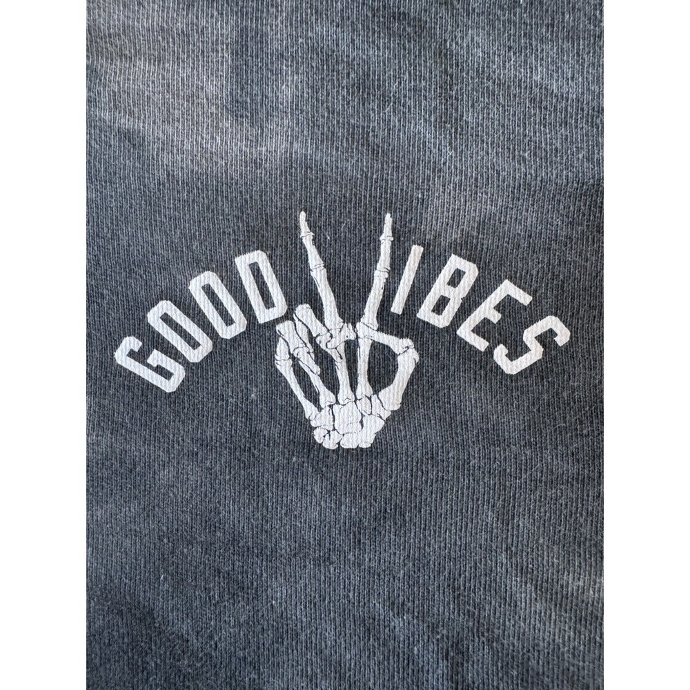 Old Navy Sweater Boys Size L 8/10 Gray Tie Dye Good Vibes Skeleton Peace EUC - Picture 3 of 6